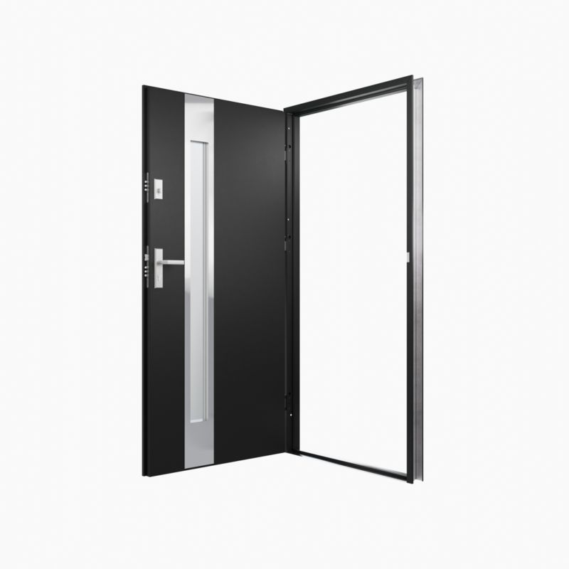 Yderdør O.K. Doors Aurelia inox 90 venstre mat‑sort antracit