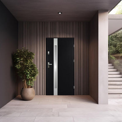 Yderdør O.K. Doors Aurelia inox 90 højre mat-antracit sort