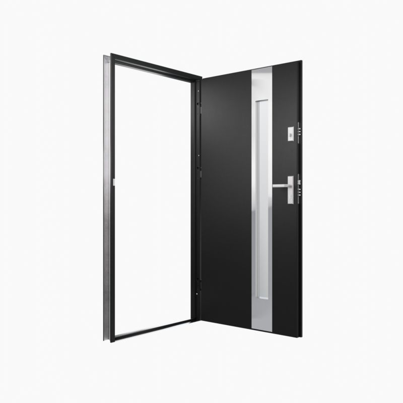 Yderdør O.K. Doors Aurelia inox 90 højre mat-antracit sort