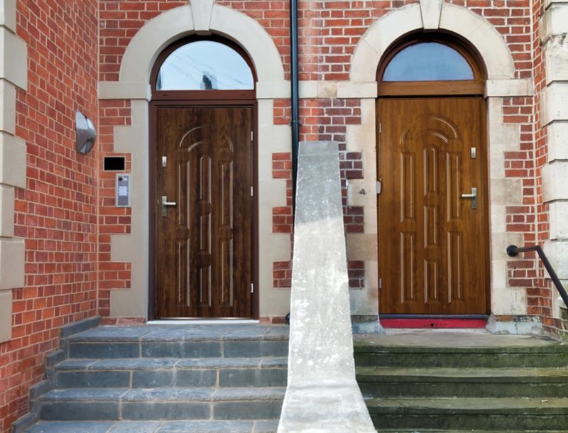 Yderdør O.K. Doors Azzuro 80 venstre guldegetræ