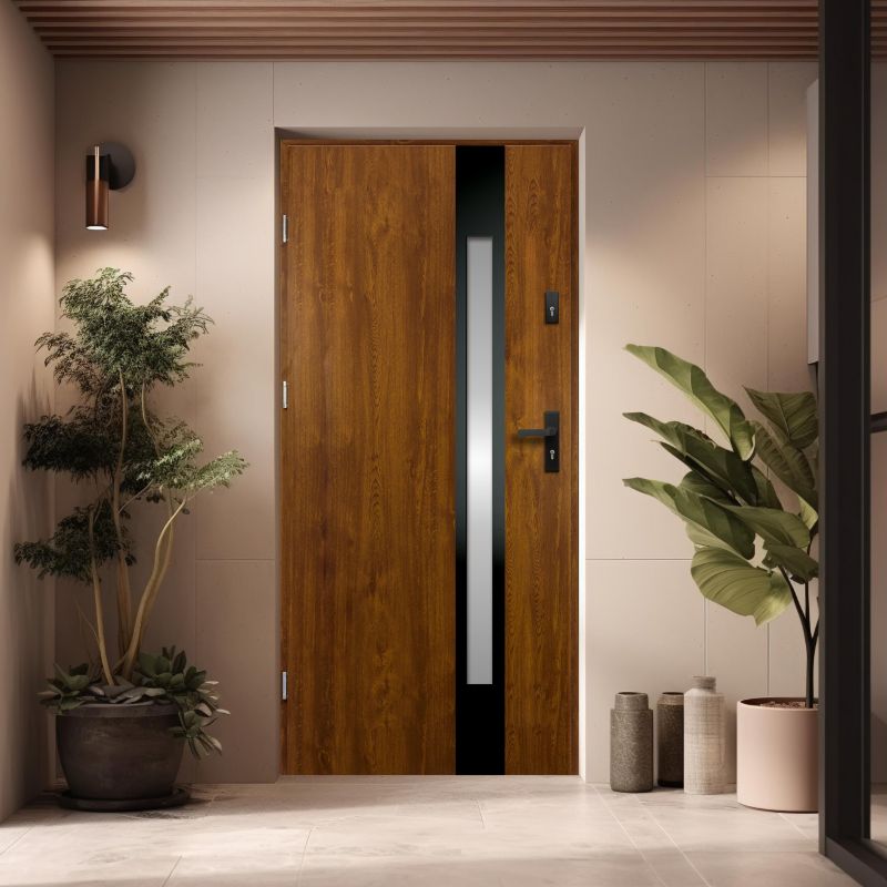 Yderdør O.K. Doors Temida Black P55 80 venstre gylden eg