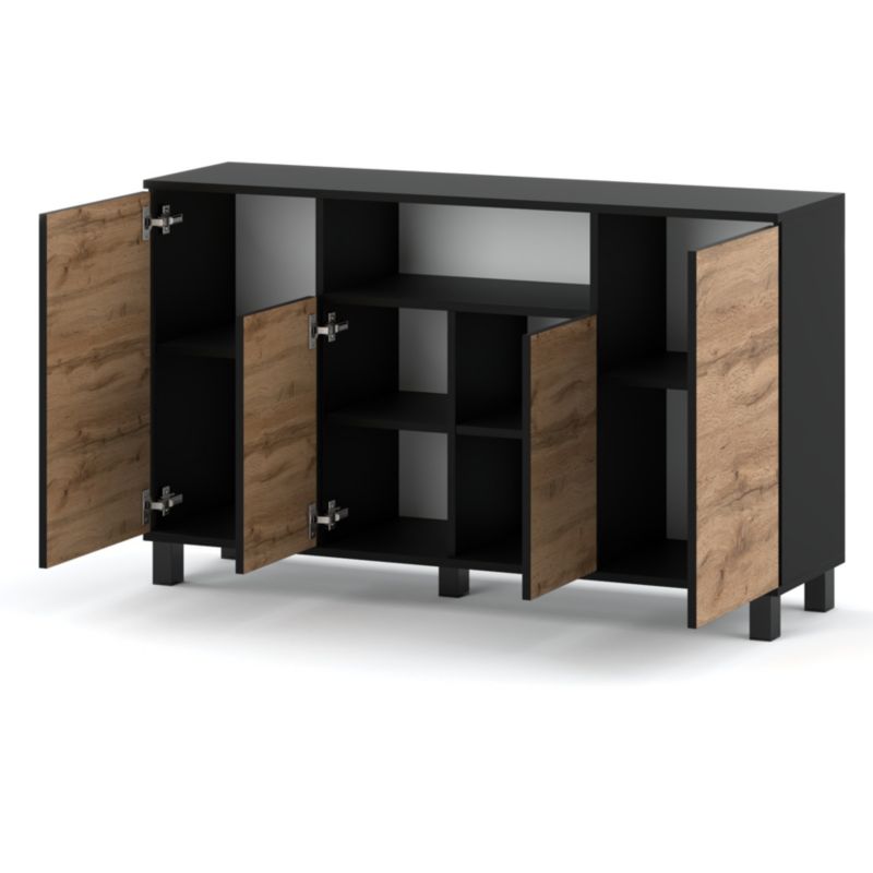 Komoda 140 cm Sort Mat / Eg Wotan RTV 140x35x80 cm