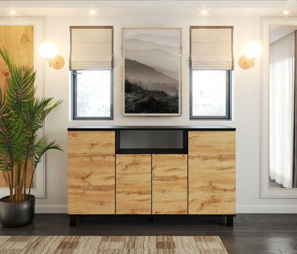 Komoda 140 cm Sort Mat / Eg Wotan RTV 140x35x80 cm