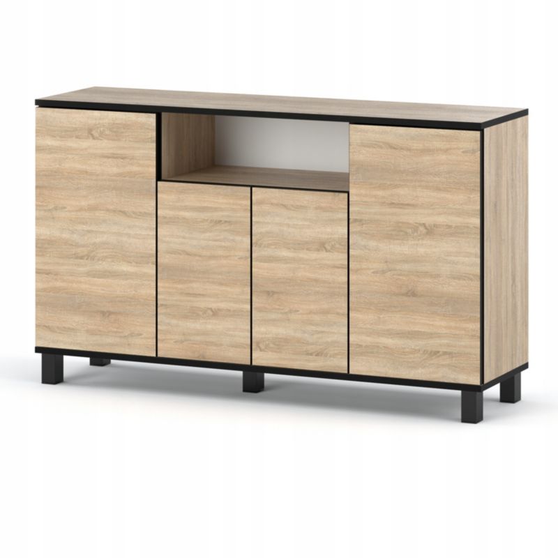 Komoda 140 cm Dąb Sonoma Mat 4 Drzwi 9 Półek 140x35x80 cm