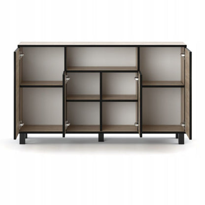 Komoda 140 cm Dąb Sonoma Mat 4 Drzwi 9 Półek 140x35x80 cm