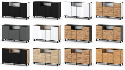 Komoda 140 cm Dąb Sonoma Mat 4 Drzwi 9 Półek 140x35x80 cm