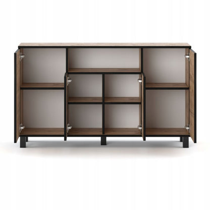 Komoda 140 cm Dąb Wotan 4 Drzwi 9 Półek 5905123200588