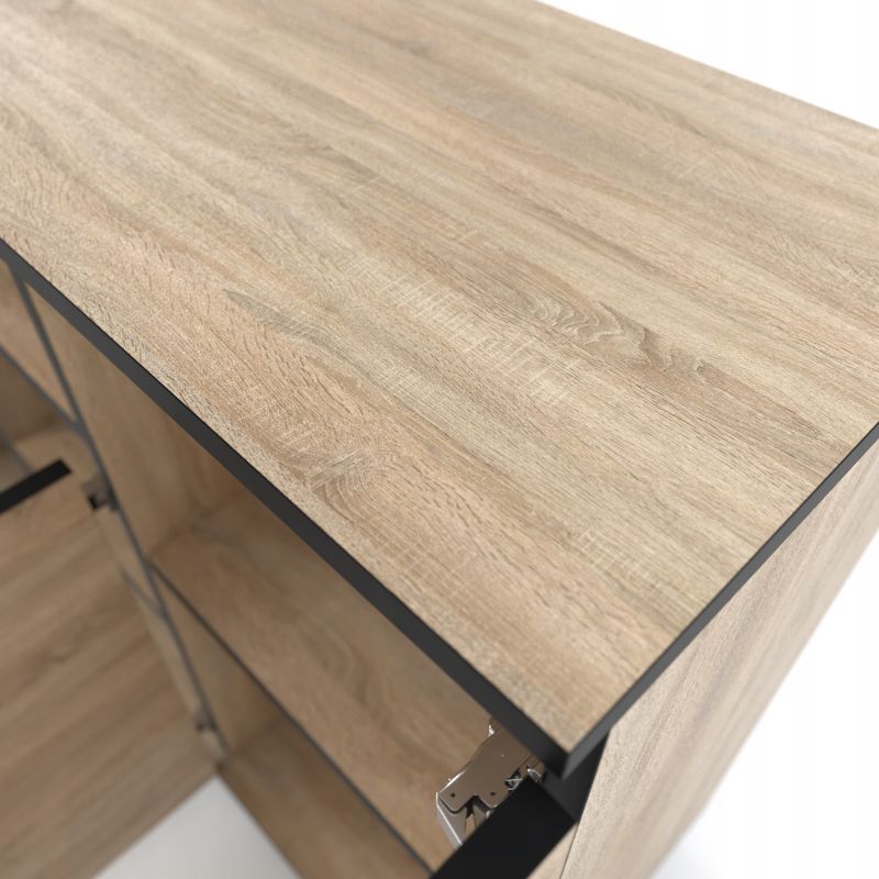 Komoda 140 cm Dąb Wotan 4 Drzwi 9 Półek 5905123200588