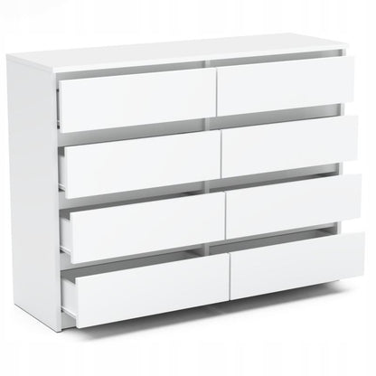 Kommode 8 Skuffer Hvid Mat 120x33,5x92,5 cm