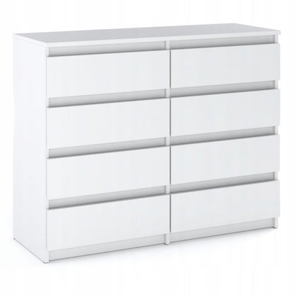 Kommode 8 Skuffer Hvid Mat 120x33,5x92,5 cm