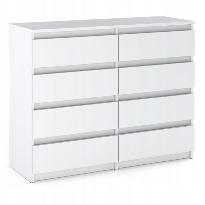 Kommode 8 Skuffer Hvid Mat 120x33,5x92,5 cm