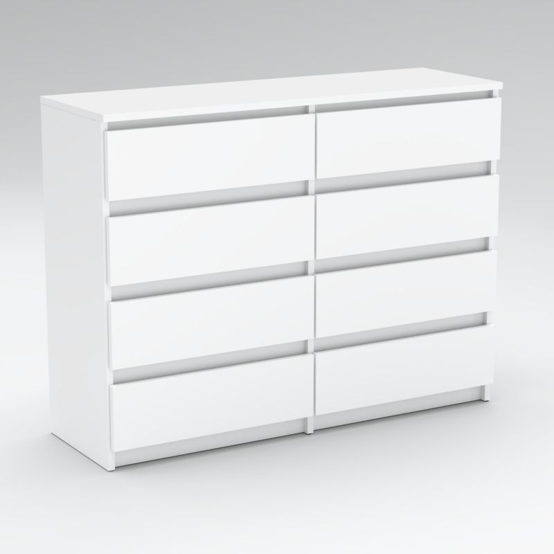 Kommode 8 Skuffer Hvid Mat 120x33,5x92,5 cm