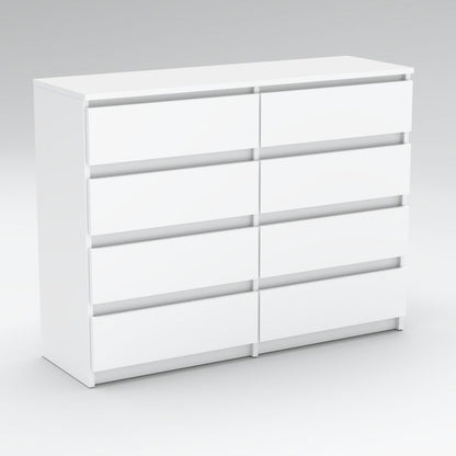 Kommode 8 Skuffer Hvid Mat 120x33,5x92,5 cm