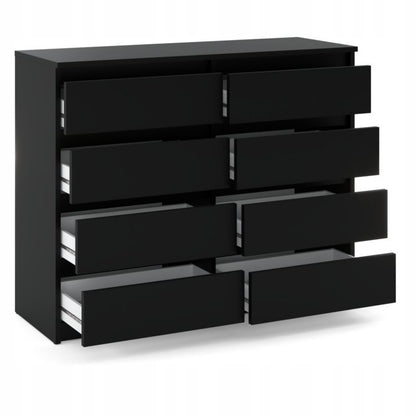 Kommode Med 8 Skuffer Sort Mat 120x33,5x92,5 Cm