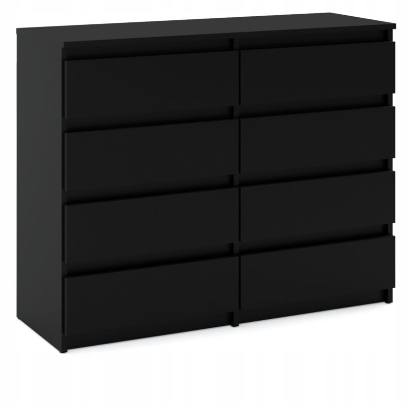 Kommode Med 8 Skuffer Sort Mat 120x33,5x92,5 Cm