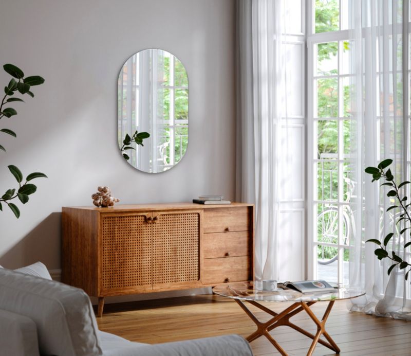 Stort moderne Tulup-spejl 58 x 100 cm til soveværelse og badeværelse, 1 stk.
