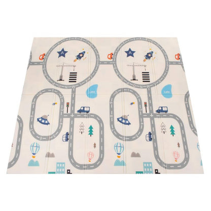 Dobbelt-sidet skumlegemåtte til børn Springos 180 x 200 cm foldbar, køretøjer 1 stk.