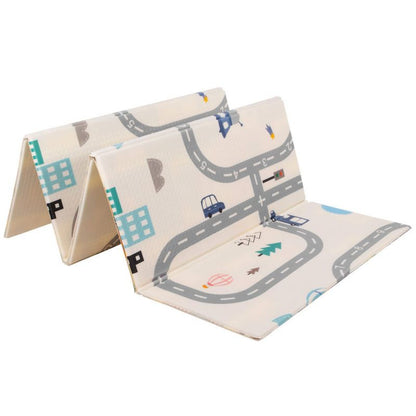 Dobbelt-sidet skumlegemåtte til børn Springos 180 x 200 cm foldbar, køretøjer 1 stk.