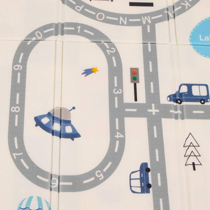 Dobbelt-sidet skumlegemåtte til børn Springos 180 x 200 cm foldbar, køretøjer 1 stk.