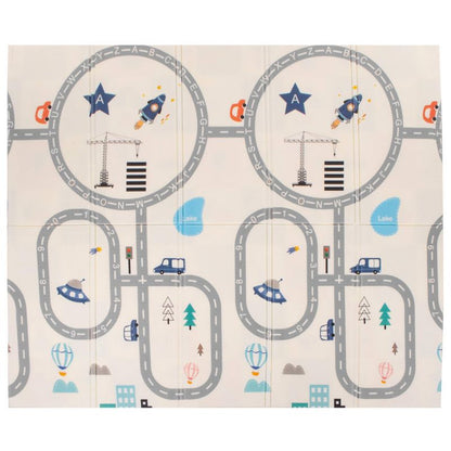 Dobbelt-sidet skumlegemåtte til børn Springos 180 x 200 cm foldbar, køretøjer 1 stk.