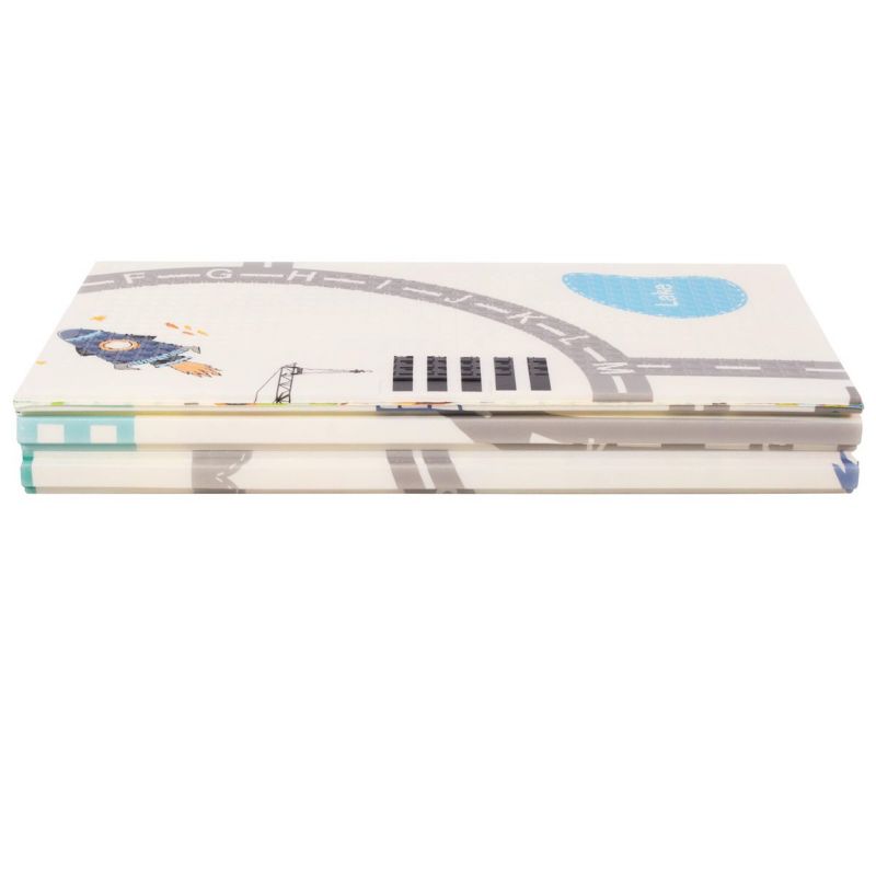 Dobbelt-sidet skumlegemåtte til børn Springos 150 x 200 cm foldbar, køretøjer 1 stk.