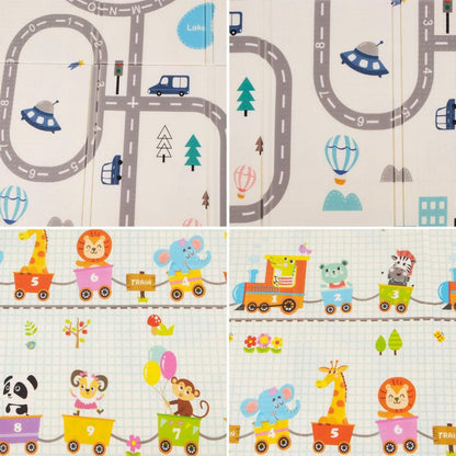 Dobbelt-sidet skumlegemåtte til børn Springos 150 x 200 cm foldbar, køretøjer 1 stk.