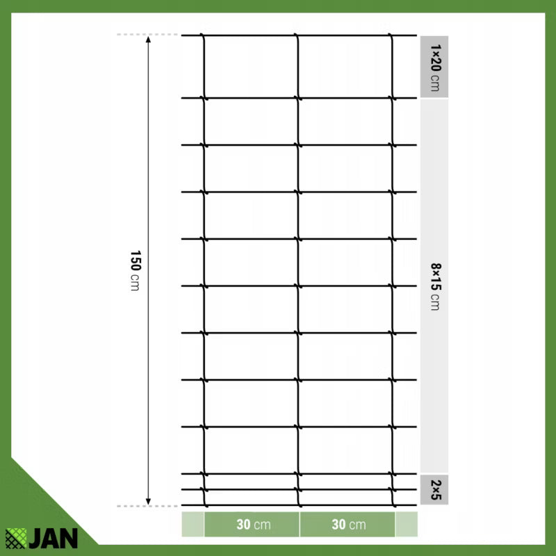 Dyrehegn 150 cm x 50 m Galvaniseret Stål