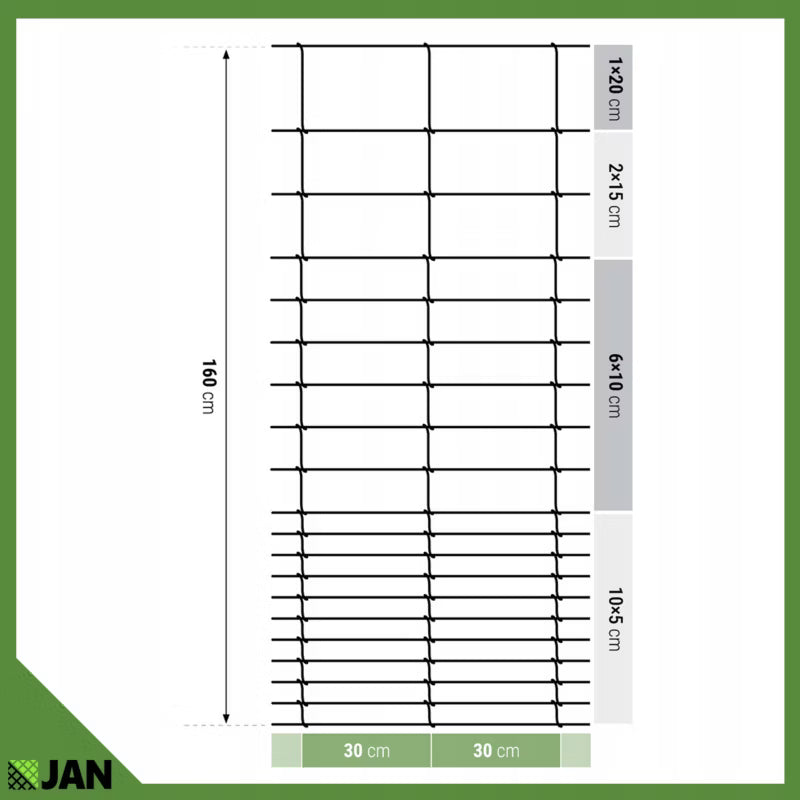 Dyrehegn 160 cm 50 m Galvaniseret Stål | 5903938000270
