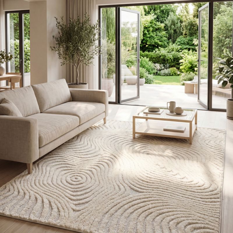 Boho Tæppe 200x300 cm Cremerfarvet Polypropylen