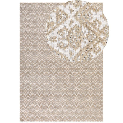 Rektangulært Jutetæppe 160x230 cm Beige Geometrisk Mønster