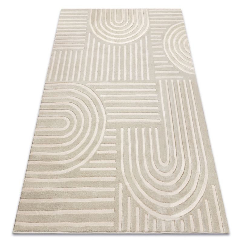 Tæppe 200x290 cm Beige Akryl og Polyester
