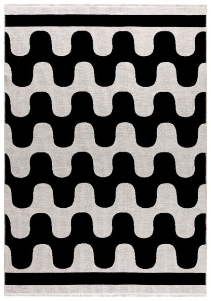 Rektangulært Tæppe 120x170 cm Sort-Hvid Geometrisk Mønster
