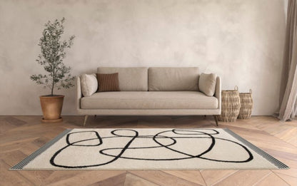 GoodHome Chios L tæppe 160 x 230 cm hvid/sort
