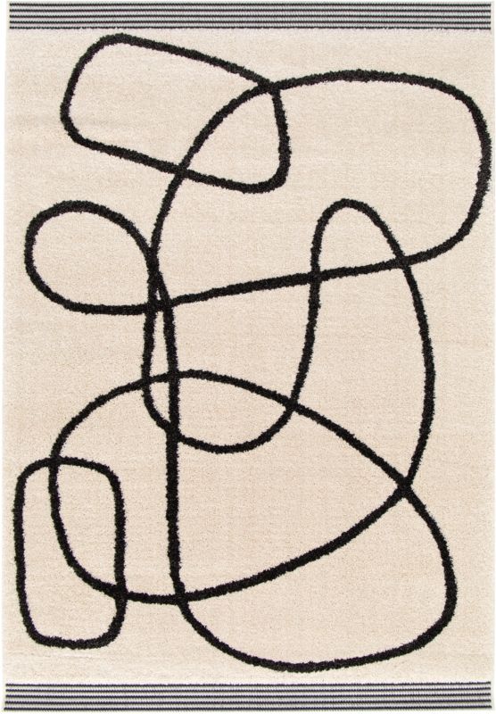GoodHome Chios L tæppe 160 x 230 cm hvid/sort