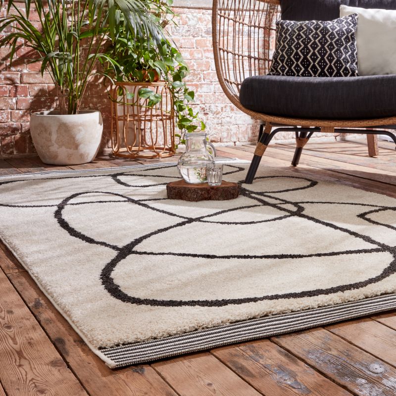 GoodHome Chios L tæppe 160 x 230 cm hvid/sort