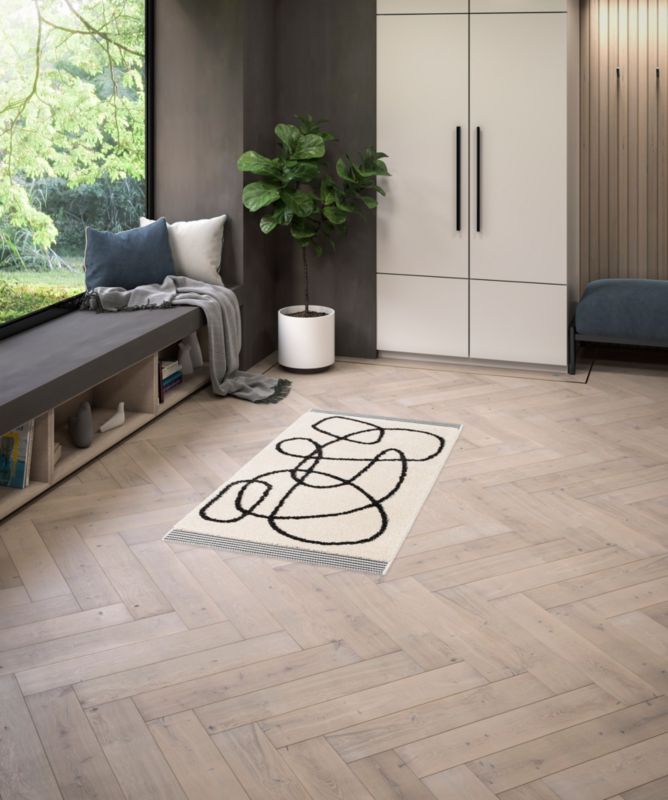 GoodHome Chios L tæppe 80 x 150 cm hvid/sort