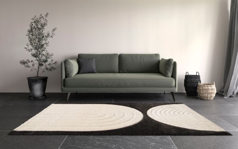 GoodHome Chios tæppe Ø 160 x 230 cm hvid/sort