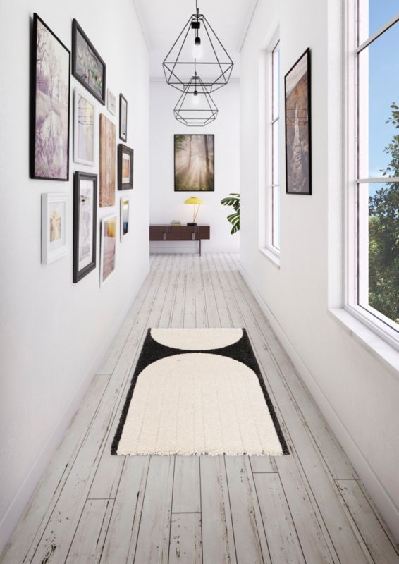 GoodHome Chios tæppe Ø 80 x 150 cm hvid/sort
