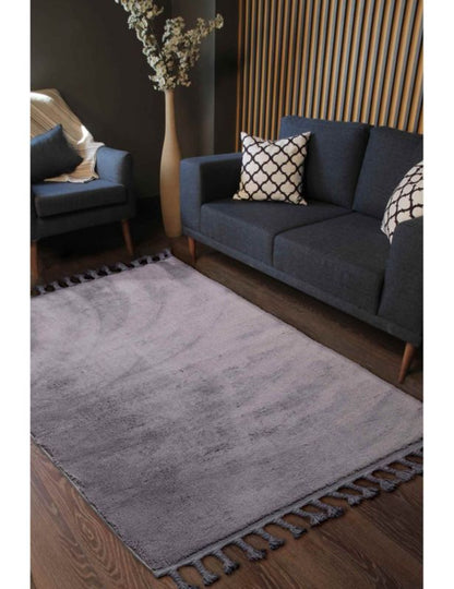 Rektangulært Tæppe 160x230 cm Grå med Frynser