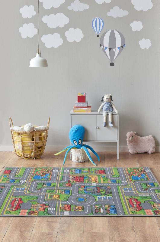 Børnetæppe Playtown 120x170 cm Grå Poliamid