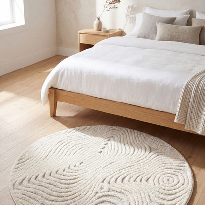 Rundt Tæppe 120 cm Boho Cora Cremefarvet Polypropylen