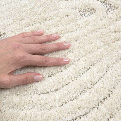 Rundt Tæppe 120 cm Boho Cora Cremefarvet Polypropylen