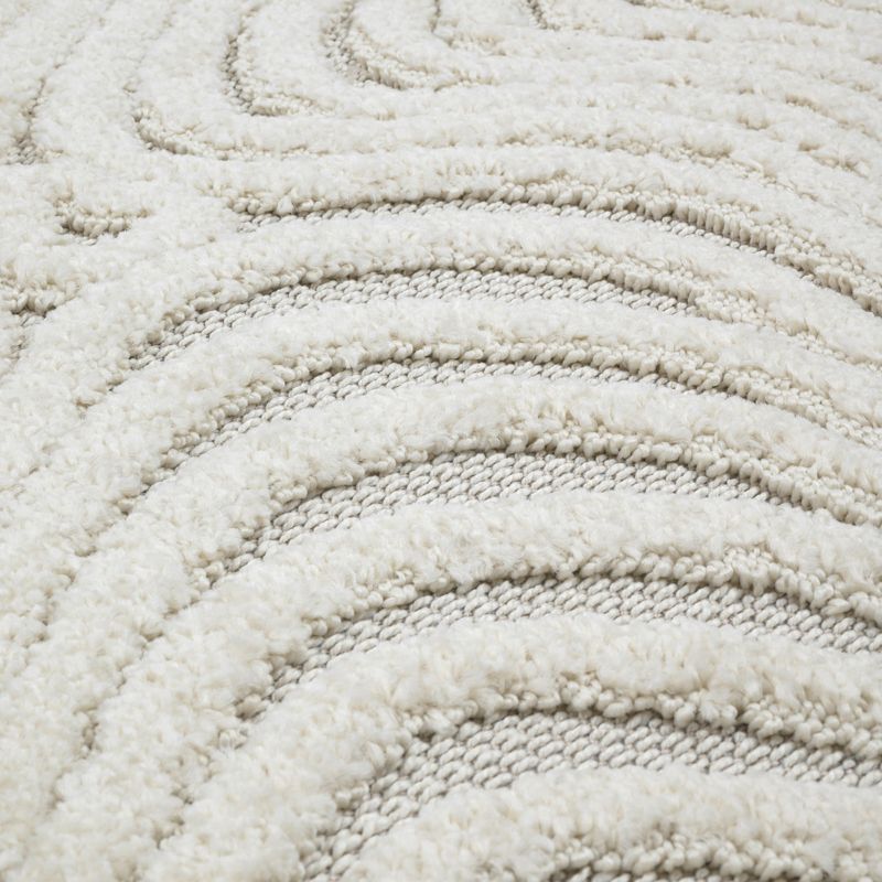Rundt Tæppe 120 cm Boho Cora Cremefarvet Polypropylen