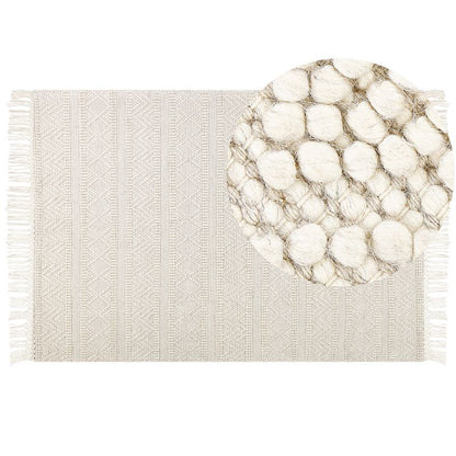 Tæppe 160x230 cm Beige Uld Geometrisk