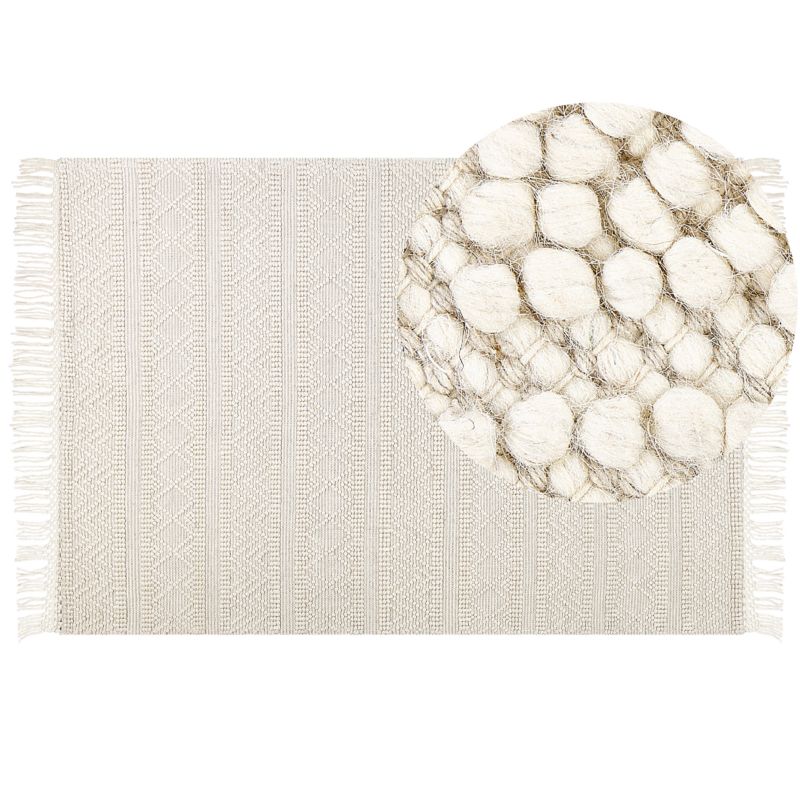 Tæppe 160x230 cm Beige Uld Geometrisk