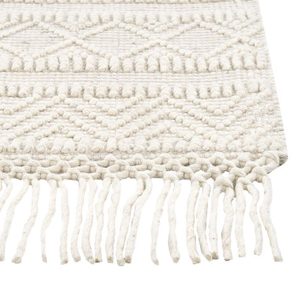 Tæppe 160x230 cm Beige Uld Geometrisk