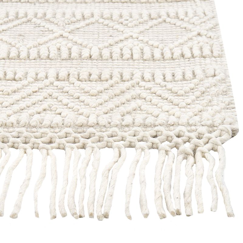 Tæppe 160x230 cm Beige Uld Geometrisk