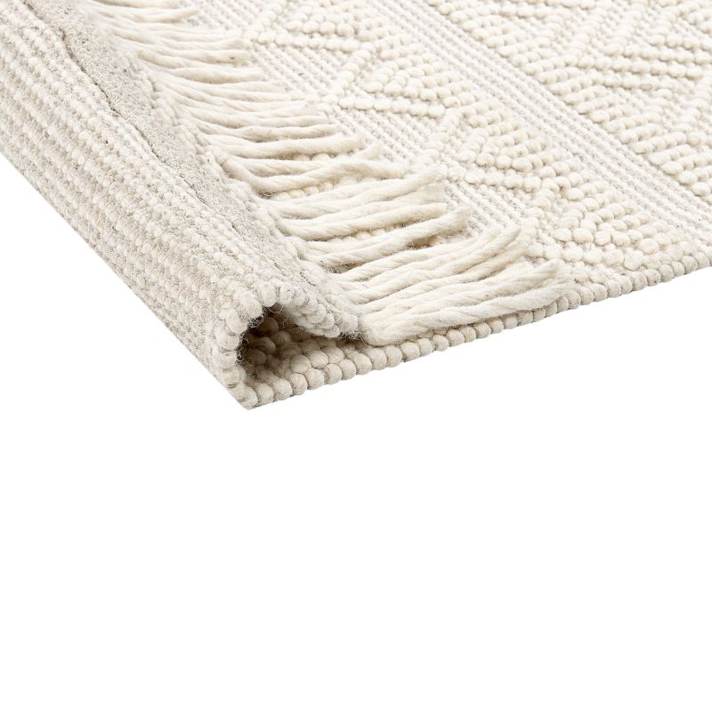 Tæppe 160x230 cm Beige Uld Geometrisk