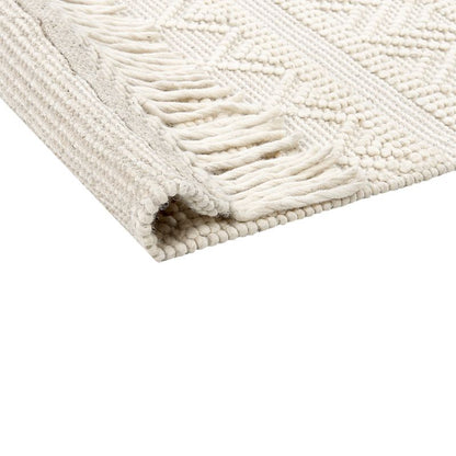 Tæppe 160x230 cm Beige Uld Geometrisk