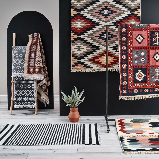 Tæppe Pled 60 x 120 cm Aztekisk grå